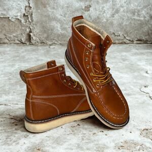 Everboots Tank Moc Toe Leather Work Boots Men’s Size 12M Brown Soft Toe Lace-Up